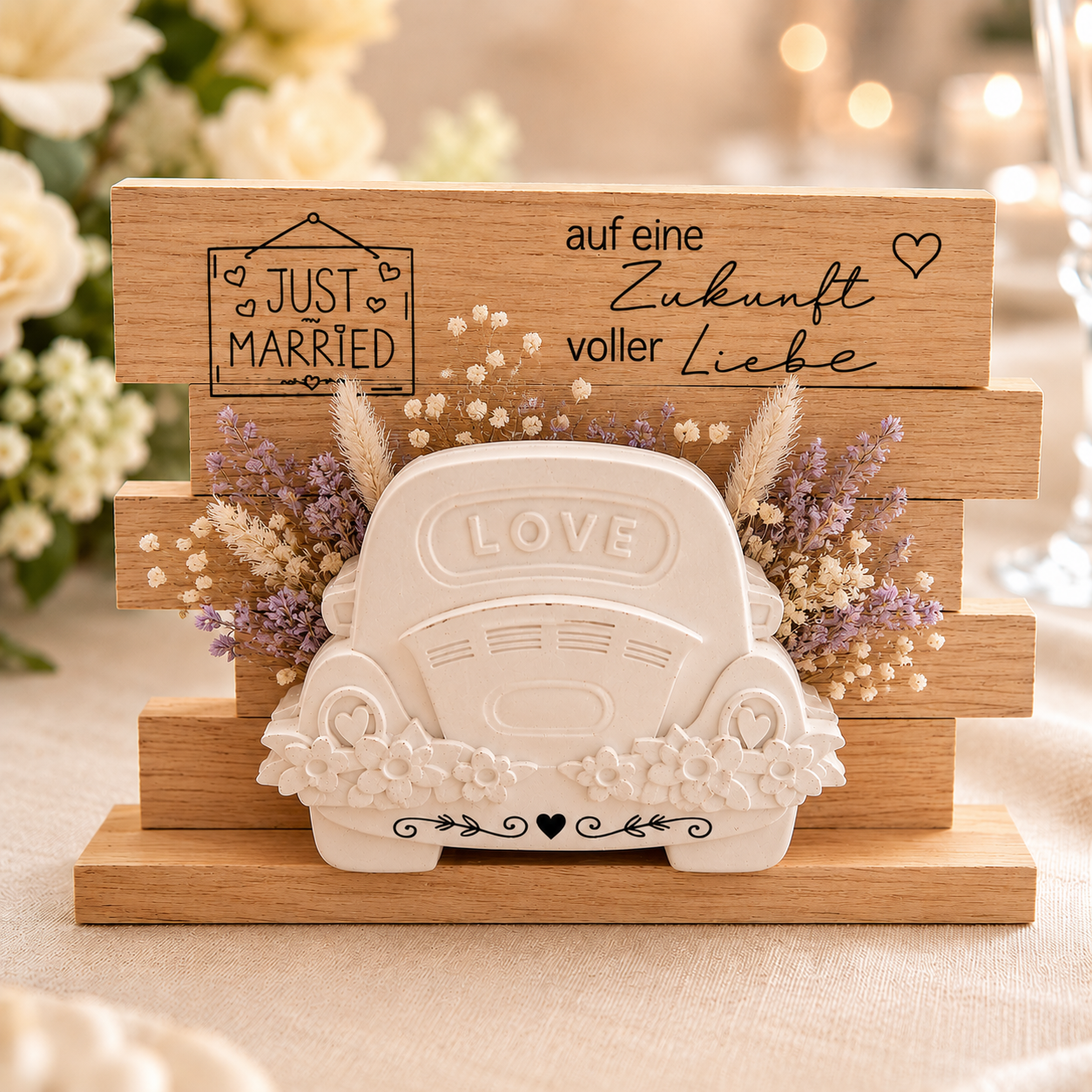 Hochzeitsdeko „Just Married“ – Handmade Geschenkidee zur Hochzeit