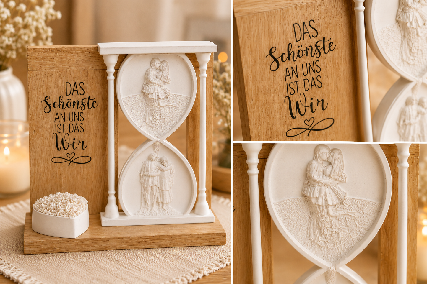 Sanduhr-Deko „Das Schönste an uns ist das Wir“
