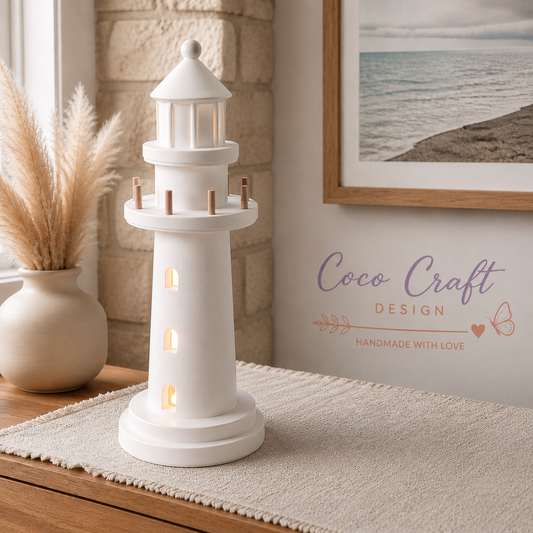Maritimer Leuchtturm mit/ohne LED-Beleuchtung und Dekoelementen