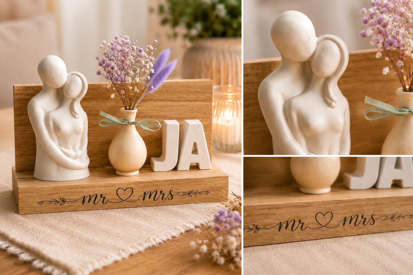 Dekoration „Mr & Mrs“ – Personalisierte Hochzeitsdeko mit Trockenblumen