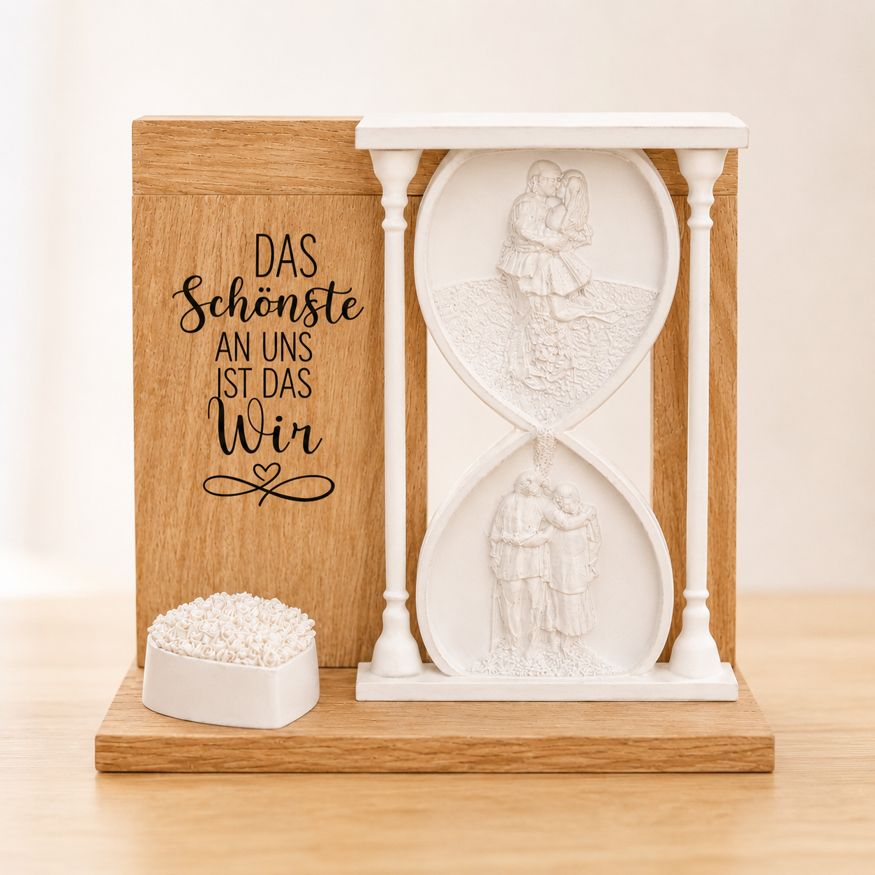 Sanduhr-Deko „Das Schönste an uns ist das Wir“