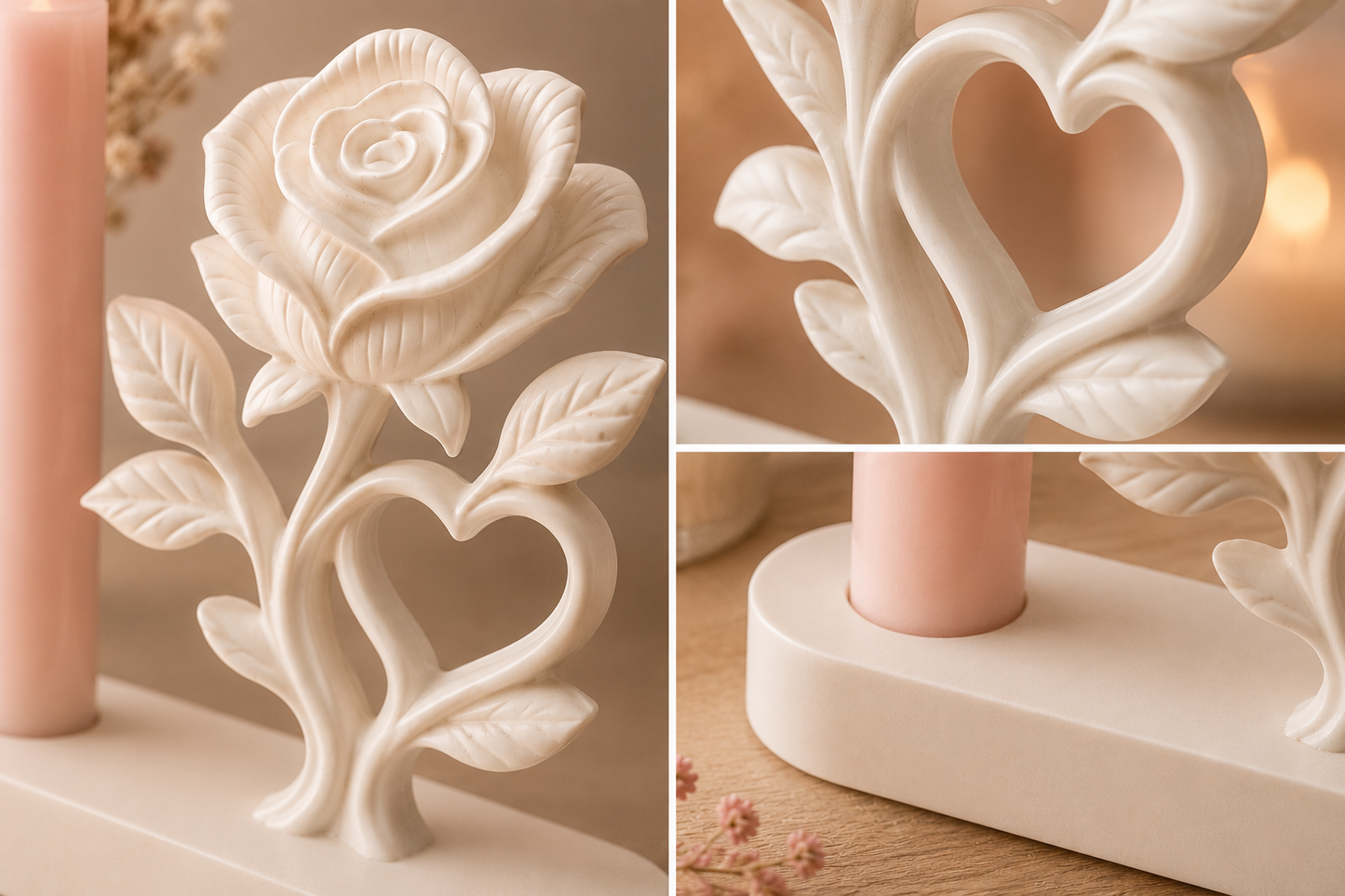 Kerzenhalter „Rose mit Herz“