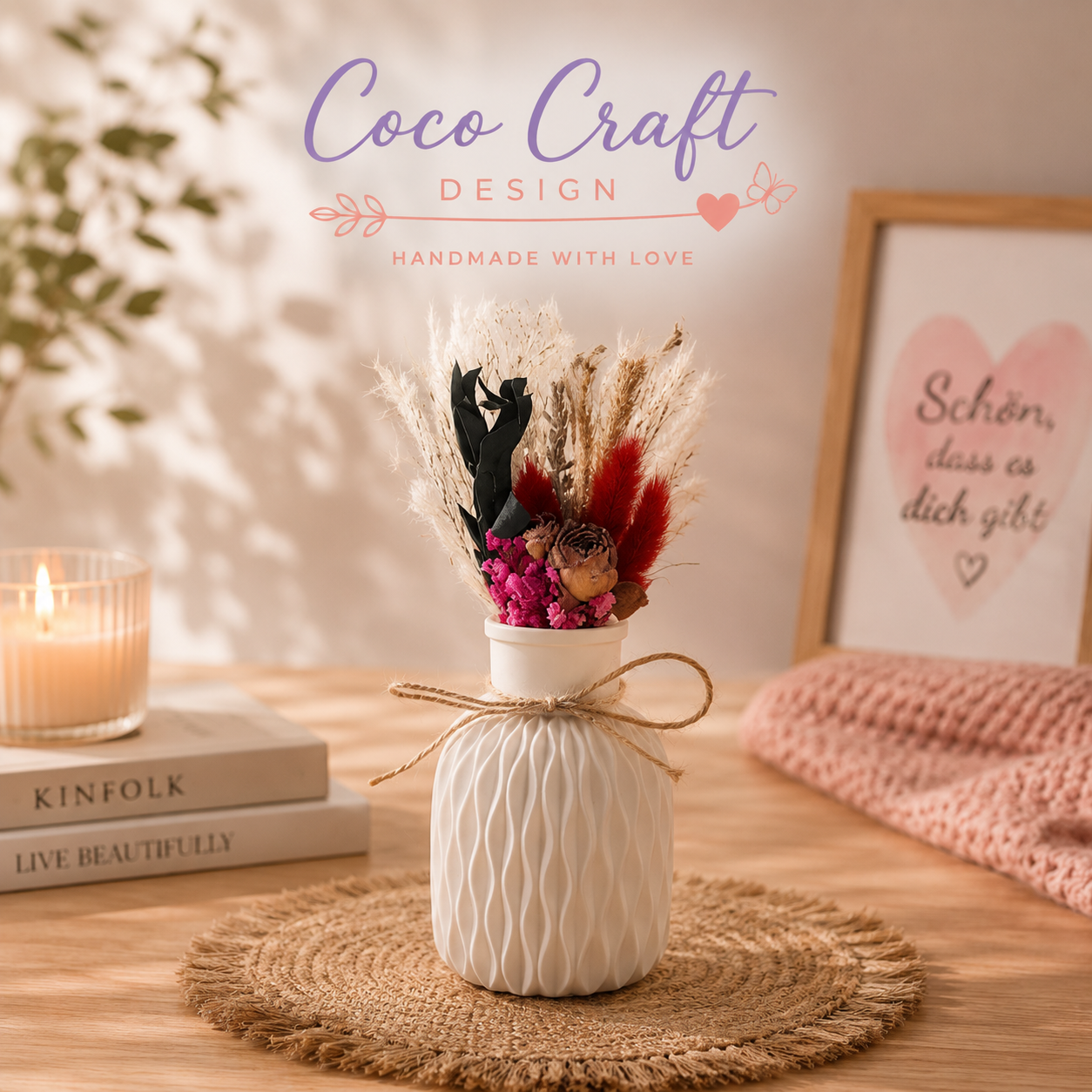 Deko Vase mit Trockenblumen