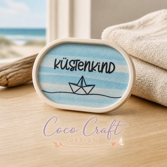 Maritime Dekoschale mit Stoffdesign oval